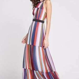 BCBG Multicolor Striped Maxi Dress Weeding Guest Semi Formal Gown size 2